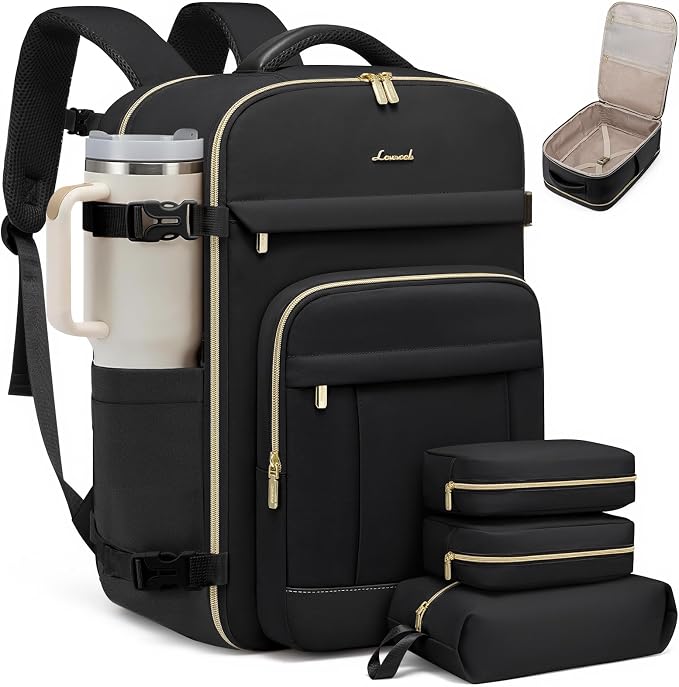 LOVEVOOK 50L Travel Backpack for Women & Men - 18 Inch Carry On Backpack & Personal Item Backpack for Airlines, Spacious and Durable Design, with 3 Packing Cubes by LOVEVOOK