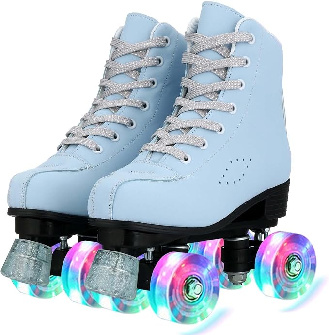 YYW Roller Skates for Women Men, High Top PU Leather Classic Double-Row, Indoor Outdoor, Beginner Shoes Bag - Image 4