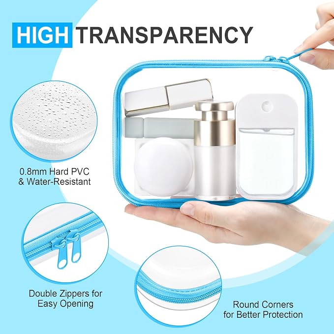 Sanwuta 6 Pcs Clear Hard Zipper Case Plastic Zipper Pouches Transparent Makeup Bag Pencil Case Pouches Toiletry Diaper Bag for Travel Toy Storage Organizer Bins(Colorful,7.09 x 5.12 x 2 Inch) - Image 4