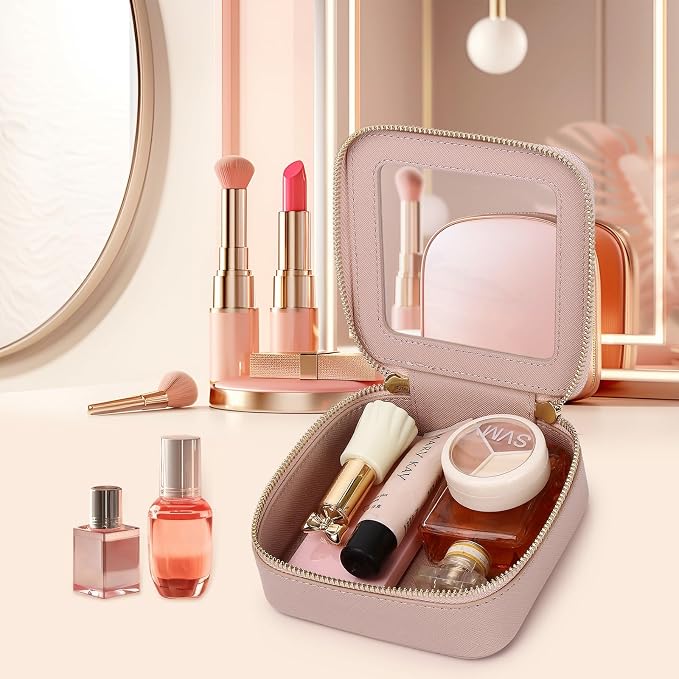 Pinkmik Small Makeup Bag Mini Clear Cosmetic Makeup Case & Toiletry Bag with Zipper Women's Purse Organizer & Car Essentials (Pink, MINI) | Clear Cosmetic Case, Zipper Closure, Purse Organizer, Car Essentials - Image 4