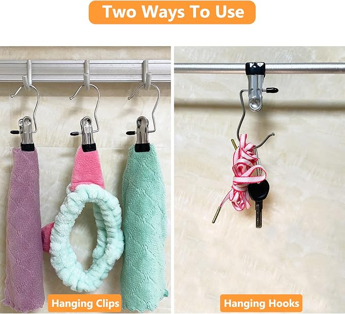 Boot Hangers for Closet, 40 Pack Hanging Clips Hook Clothes Pins for Laundry, Hanger Clips Towel Clips Boot Organizer for Home and Travel, Clothespins Clip Hangers for Pants Hats Socks Gloves - Image 6