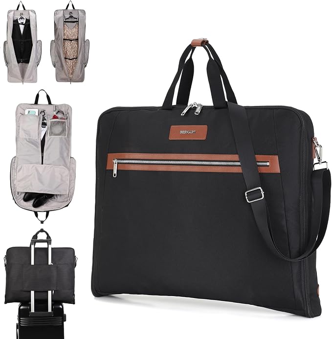 Waterproof Foldable Garment Bags for Travel, 51" Large Travel Hanging Bags for Clothes, Carry on Suit Bag with Strap for Men Women, Wrinkle Free Luggage Suit Cover for Business Trips(Brown) by BESMART--Establishedin1992