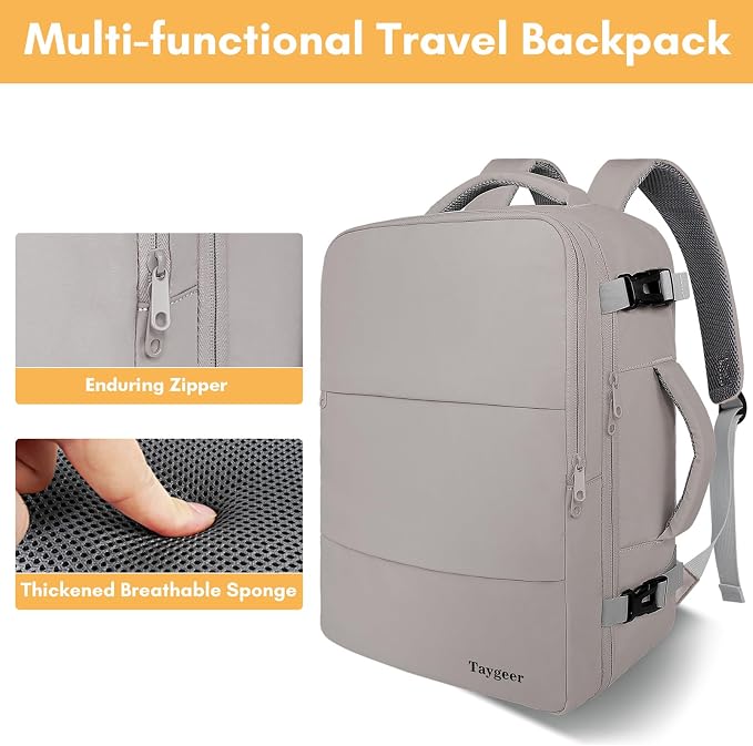 Taygeer Laptop Backpack Purse for Women, Backpack for College Essentials | Travel Bag Airline Approved with 15.6inch Laptop Compartment, CarryOn Work Bag for Nursing Doctor Business Travel, Brown - Image 8