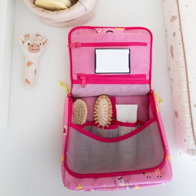 reisenthel Toiletbag S Kids, Small Hanging Travel Toiletry Organizer, ABC Friends Pink - Image 5