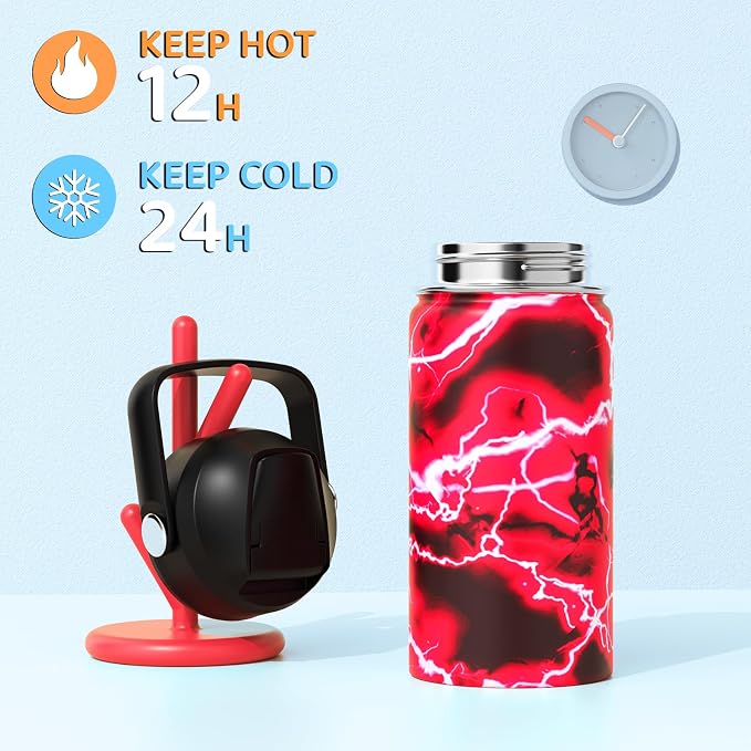 Bevalsa Kids Backpack for Boys with 14oz Insulated Bottle, Gamer Backpack School Bags for Kids & BPA-FREE Stainless Steel Metal Bottle for Elementary Middle School Student (Red Lightning) - Image 4