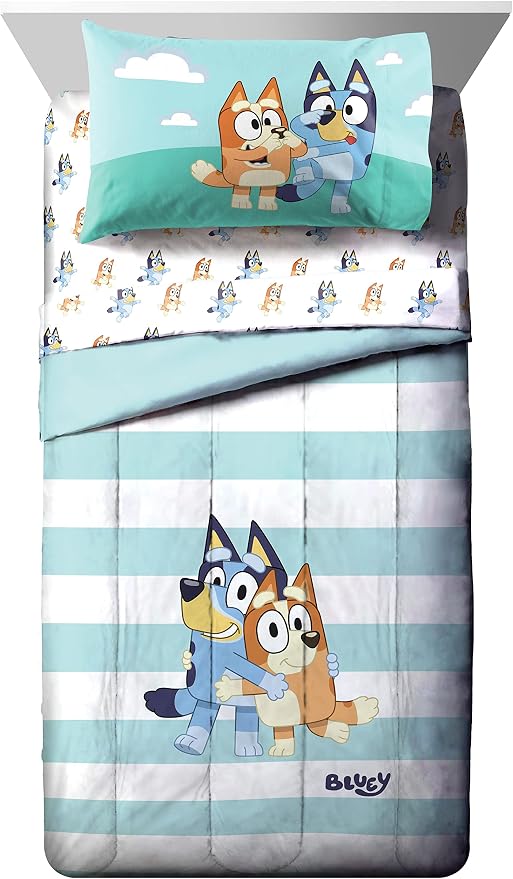 Jay Franco Bluey & Bingo 4 Piece Toddler Bedding Set, Kids Comforter Set | Bed in a Bag, Comforter Sheets Pillowcase, Official Brand, Soft Microfiber, Machine Washable, Easy Care, Kids Gift - Image 2