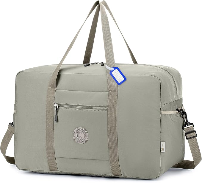 Carry on Bag 22x14x9 Airlines Approved, Gift for 2026 Graduation Storage&Moving 48L Canvas Travel Duffel Bags for Men Women Duffle Bag for Airplane (Khaki) by Nixjoro