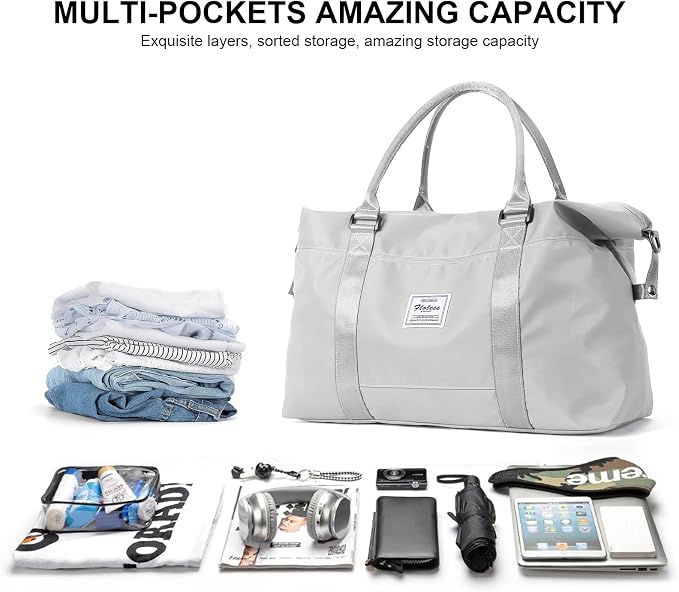Travel Duffel Bag, Carry On Overnight Weekender Bags for Women | Travel Bag with Wet Pocket & Trolley Sleeve, For Spirit Airlines 18x14x8 Personal Item Bag - Image 2