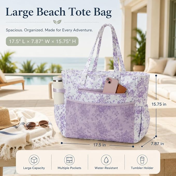 Bluboon Waterproof Beach Tote Pool Bags for Women Ladies Extra Large Carry On Bag With Wet Compartment for Weekender Travel - Image 5