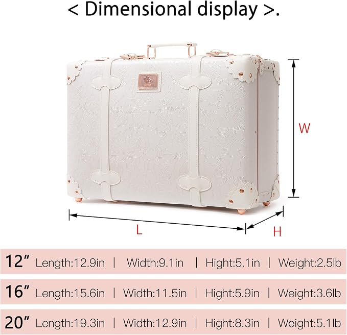 urecity Vintage and Cute Carry-on Overnight Case Non-wheeled Mini Leather Trunk Suitcase with Shoulder Strap - Image 7