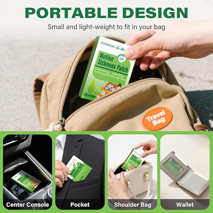 (2026 New) Motion Sickness Patches Non-Drowsy, 100% Natural Motion Sickness Patch(Efficient– Lasts 72 Hours)-for Car,Airplane,Ship(Fast High Altitude Relief Patch) -for Adults and Kids(36 Count)