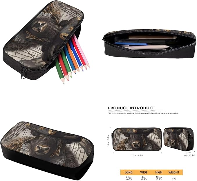 17 Inch Animal Print School Backpack And Lunch Box Set for Kids Lightweight Cool Unique Bison Backpack for Boys Girls Sturdy School Bag with Insulated Lunchbox Pencil Case Student Bookbag - Image 6