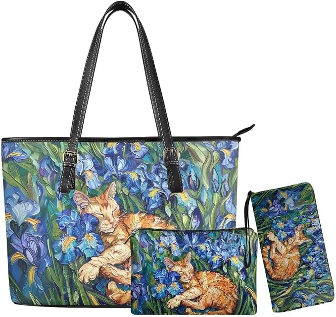 Women Purse Handbags Wallet Sets Leather Shoulder Tote Bag for Women,Top Handle Purse with Wrist Wallet Bag by Unknown