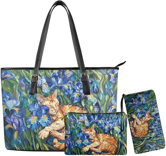 Women Purse Handbags Wallet Sets Leather Shoulder Tote Bag for Women,Top Handle Purse with Wrist Wallet Bag by Unknown