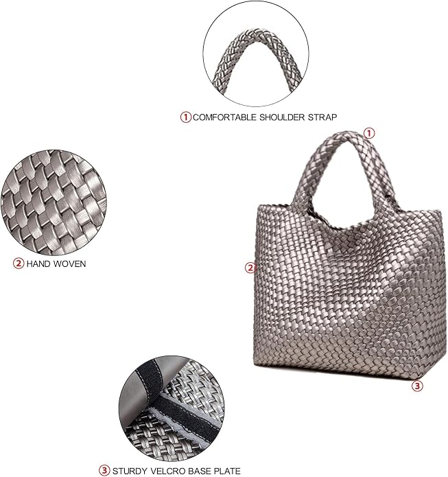 JINMANXUE Fashion Woven Bag Shopper Bag Travel Handbags and Purses Women Tote Bag Large Capacity Shoulder Bags - Image 6