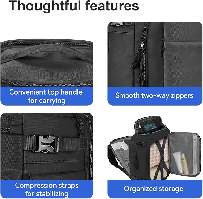 Carry On Travel Backpack Flight Approved Laptop Backpack for Women Men | Personal Item Travel Bag, Casual Weekender Daypack with Wet Pocket for Business, Hiking - Image 9