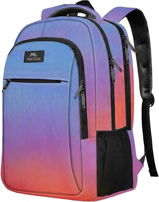 MATEIN Colorful Fashion Laptop Backpack, 15.6 Inch Slim Travel Computer Bag | Tie Dye Backpack for Daily Commute, Business College Work Gifts for Men Women, Luggage Strap, Anti Theft, Durable Breathable by MATEIN