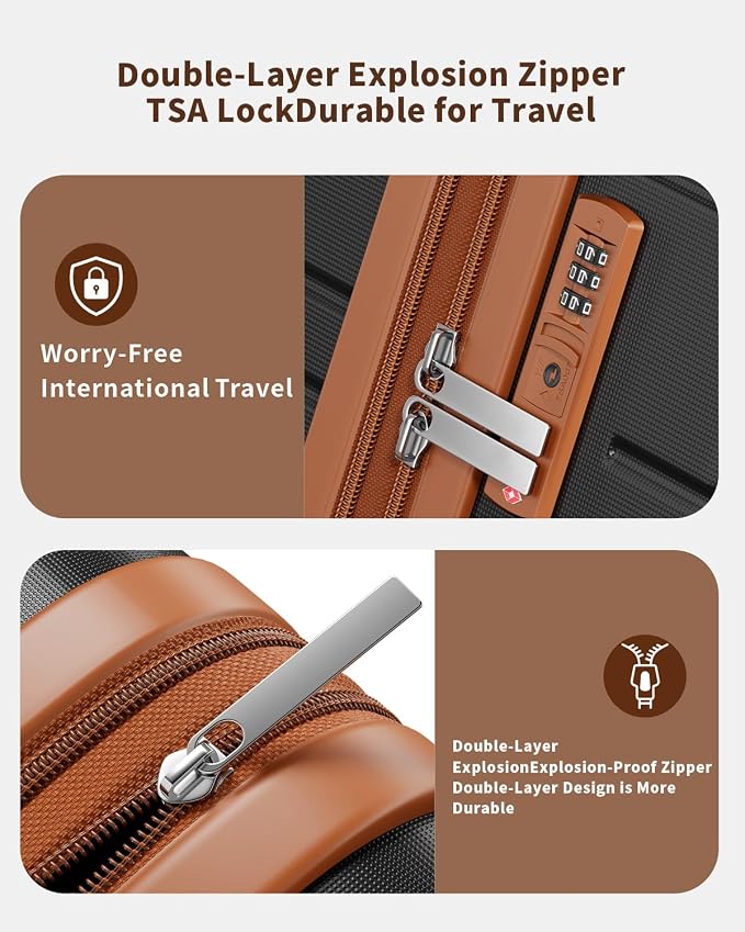 6 Piece Luggage Set Hardside Expandable Lightweight Suitcases with Wheels and TSA Lock, 20/24/28 Inch Travel Luggage Sets with Travel Duffel, 12In Cosmetic Case & Toiletry Bag for Family Vacation - Image 5