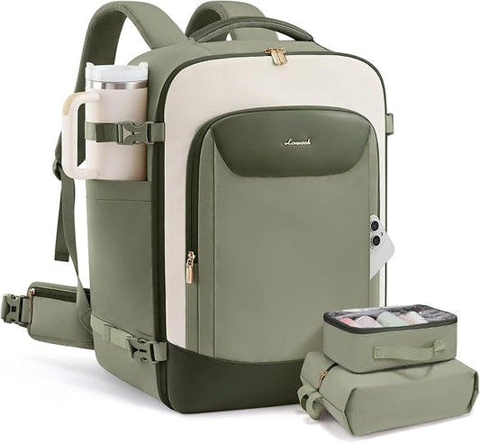 LOVEVOOK 56L Travel Backpack for Women Men with Load-Lifting Waist Belt, Medium Checked Backpack for Airplanes fits 18" Laptop, Waterproof Large Backpack Airline Approved with 2 Packing Cubes by LOVEVOOK