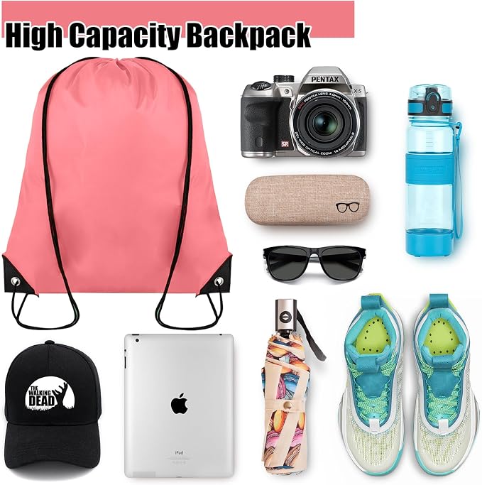 Grneric 20 Pieces Drawstring Backpack Bulk Cinch Sackpack Ployster Drawstring Bags for Gym Party Trip(Peachy) - Image 3