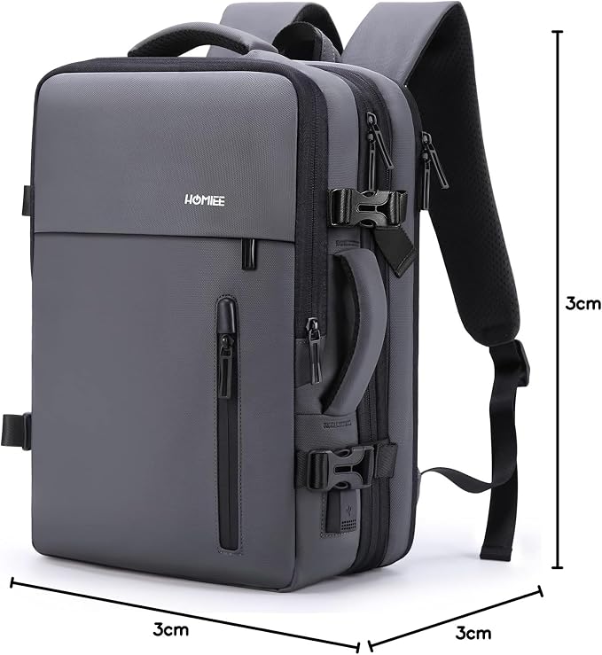 HOMIEE 40L Expandable Carry on Backpack Fit 15.6 Inch Laptop for Travel | USB Charging Port TSA Approved Personal Item Backpack Waterproof Luggage Suitcase for Business Weekender - Image 8