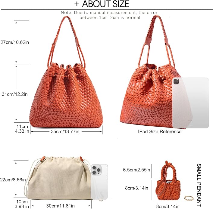 JINMANXUE Woven Purse for Women, Beach Hobo Shoulder Bag, Top-handle Tote Handbag, Shopper Underarm Satchel for Work Travel | Spacious Lightweight - Image 4