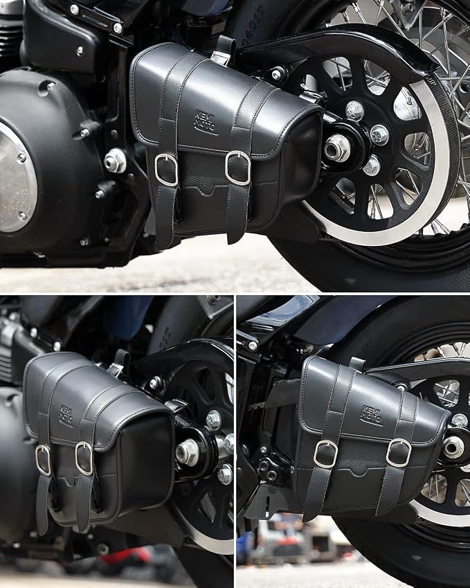 KEMIMOTO Motorcycle Swingarm Bag, Left Side Solo Bags Swing Arm Bags with Synthetic Leather for Softail Models Dyna Low Rider Fat Bob - Image 5