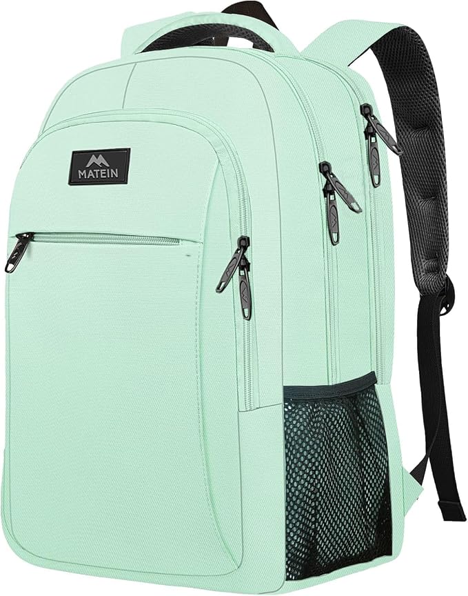 MATEIN Mint Green Travel Laptop Backpack, 15.6 Inch Computer Bag for Women | Slim Lightweight, Water Resistant Durable, Anti Theft, Fashion Casual Business Traveling Daypack for College Office by MATEIN