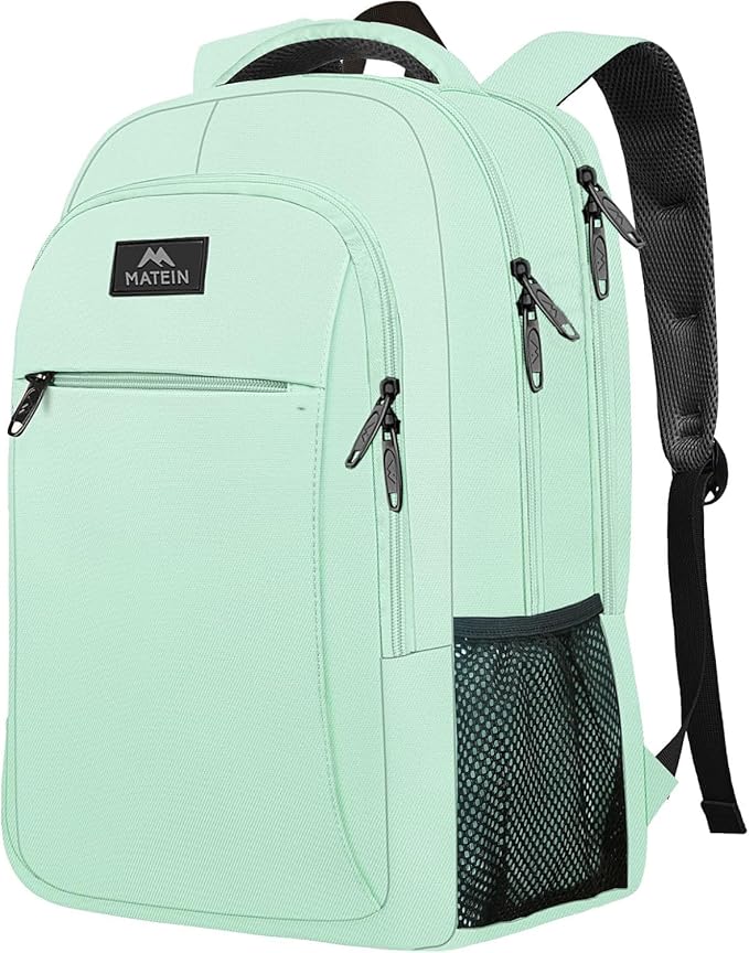 MATEIN Mint Green Travel Laptop Backpack, 15.6 Inch Computer Bag for Women | Slim Lightweight, Water Resistant Durable, Anti Theft, Fashion Casual Business Traveling Daypack for College Office by MATEIN