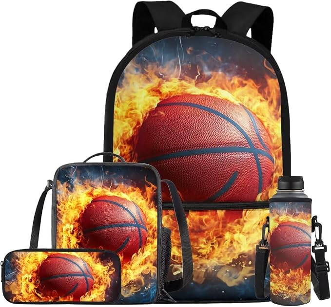 Basketball Backpack for Teen Boys for Middle School with Lunch Box Pencil Case Lightweight Student Bookbag for Kids Sport Bookbag Travel Back Pack for Age 6-18 Back to School Stuff by Bivxisrvo