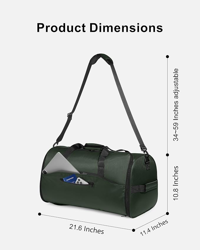 NPBAG Convertible Garment Duffle Bags for Travel - Carry on Garment Bag, Suit Bag for Men & Women, 3 in 1 Foldable Travel Duffle Backpack with Shoulder Strap (Green) - Image 2