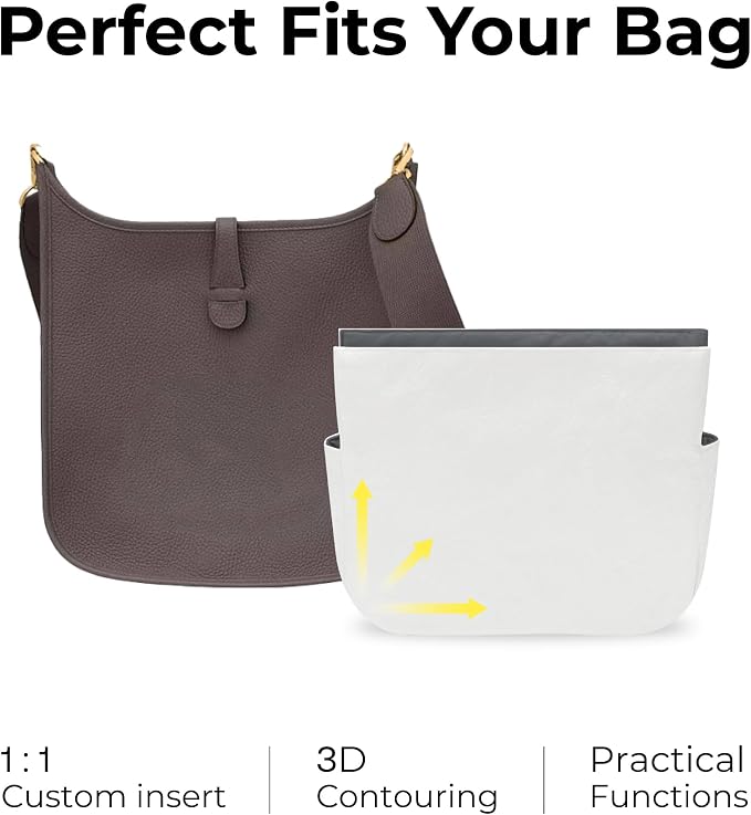 Lightweight Purse Organizer Compatible with HERMES Evelyne 29 | Handcrafted DuPont™ Tyvek®,Slate Gray Purse Handbag Organizer Insert, Precision 1:1 Custom Fit for Work, Travel & Daily Carry - Image 3