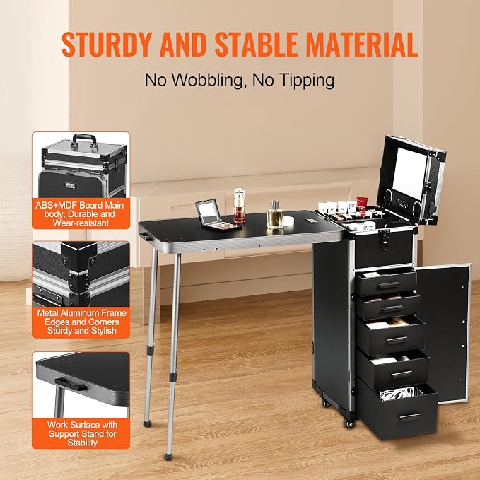 VEVOR Makeup Train Case Professional Makeup Storage Organizer Box Make Up Carrier for Women and Girls - Image 3