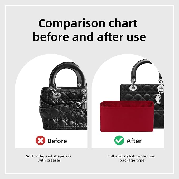 DGAZ Silk Purse Organizer Insert For Lady-Dior Micro/Mini/S/M/L bags，Silky Smooth Bag Organizer，Luxury Handbag & Tote Shaper（Wine Red，Micro） | Soft and Lightweight,Perfect Fit,Multi-pocket Storage,Bag Protector,Luxury Bag Care,Handmade,for Smooth Bag O... - Image 4