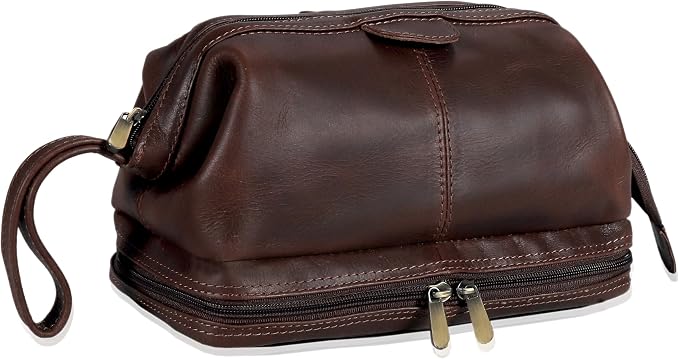 cuero Genuine Buffalo Leather Unisex Toiletry Bag Travel Leather Dopp Kit Made With High Class Buffalo Leather by cuero
