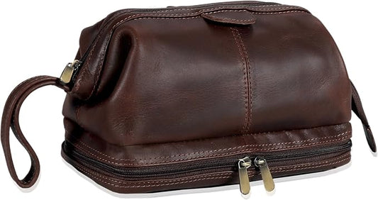 cuero Genuine Buffalo Leather Unisex Toiletry Bag Travel Leather Dopp Kit Made With High Class Buffalo Leather by cuero