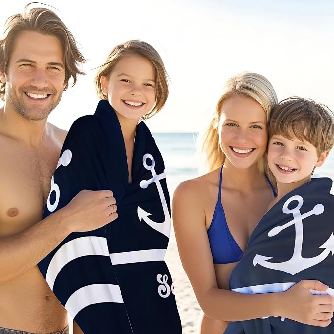 JML Personalized Beach Towel with Name, Custom Anchor Beach Towel, Customized Microfiber Pool Towel, Quick Dry & Absorbent Swim Towel for Adult,Anniversary, Birthday, Summer Holiday,Vacation - Image 4