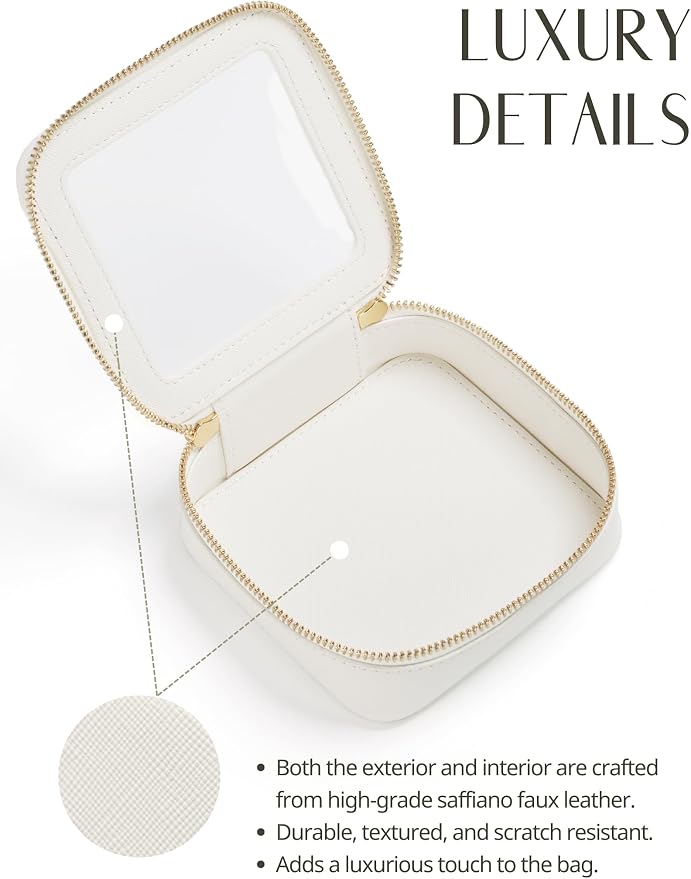 Popvibe Clear Makeup Case Toiletry Bag Travel Clear Cosmetic Bag with Zipper, Make Up Bag Organizer Traveling TSA Approved Transparent Makeup Bag Car for Essentials, Mini & Medium, White - Image 6