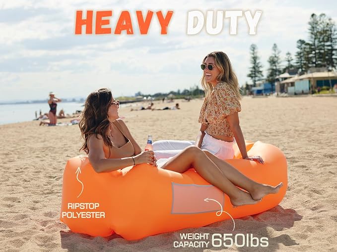 WEKAPO Inflatable Couch Air Lounger Chair - Camping & Beach Accessories, Portable Blow up Sofa for Hiking, Lawn, Indoor/Outdoor Movies & Music Festivals. Lightweight and Easy to Set Up Air Hammock - Image 4