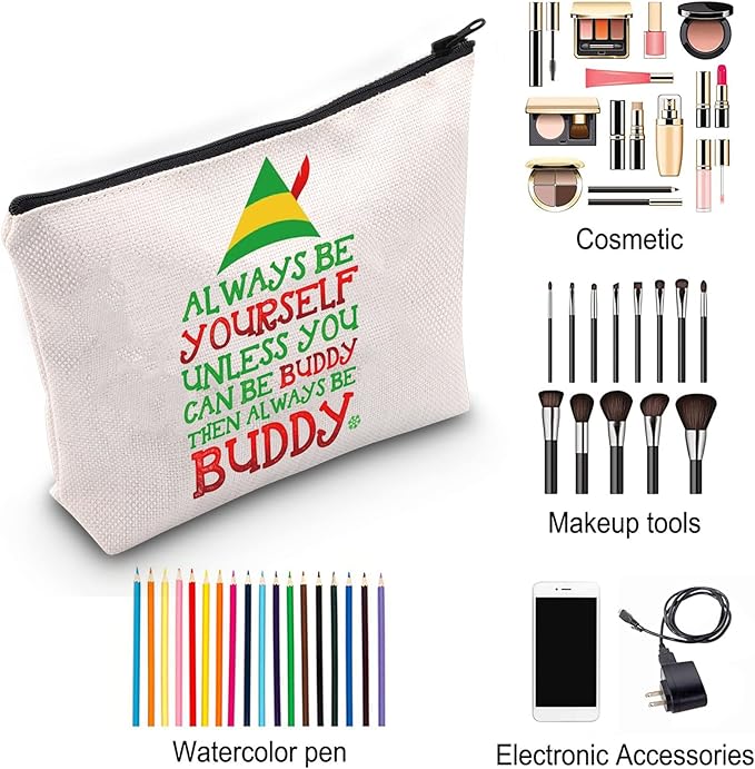 ZJXHPO Christmas Cosmetic Bag Gift With Zipper Multipurpose Storage Green