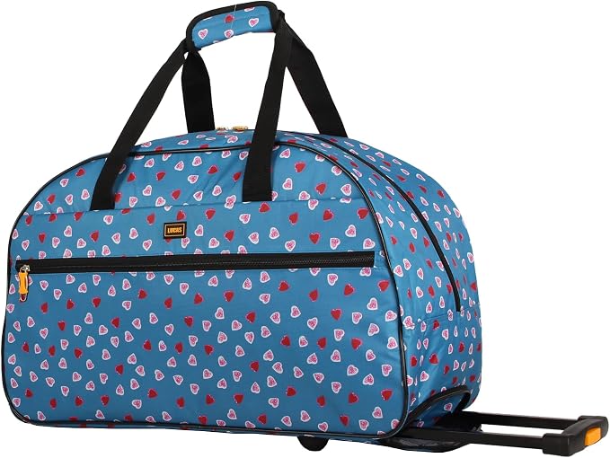 LUCAS Designer Carry On Luggage Collection - Lightweight Pattern 22 Inch Duffel Bag- Weekender Overnight Business Travel Suitcase with 2- Rolling Spinner Wheels (HEART FIELD BLUE, 22in) - Image 2