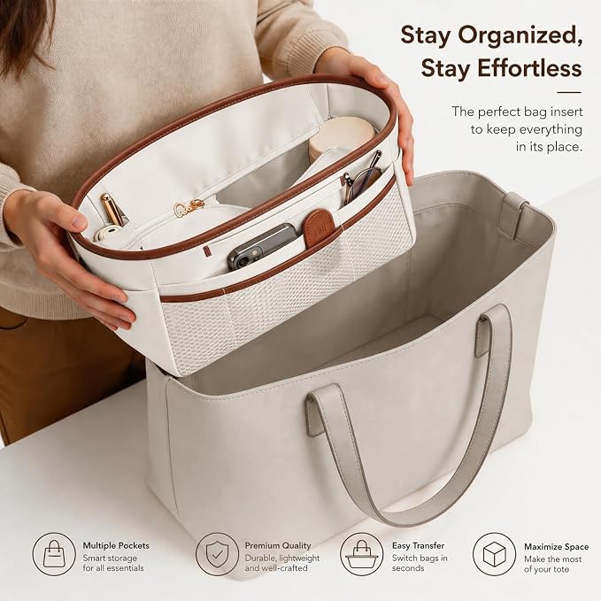 GIVLEFLY Purse Organizer Insert for Tote Bag, 9.84 Inch Satin Bag Organizer with Zipper Top, Multi Pocket Handbag Organizer - Image 5