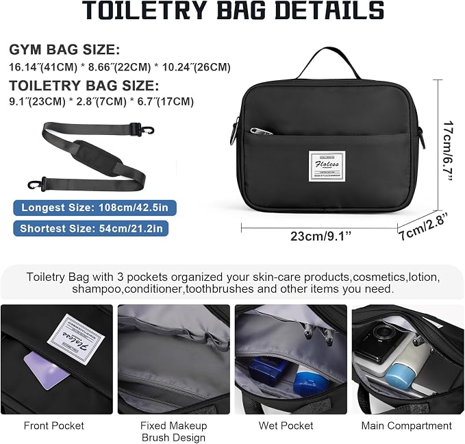 Travel Duffel Bag with Shoes Compartment,Weekender Bags for Women Travel | Overnight Carry-On Bag with Toiletry Bag & Wet Pocket & Trolley Sleeve,Extra Large - Image 6