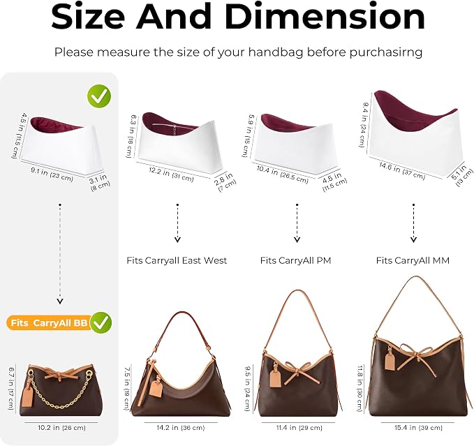 Lightweight Purse Organizer Compatible with LV Carryall BB | Handcrafted DuPont™ Tyvek®,Handbag Organizer Insert,1:1 Custom Fit,Prunoir,Designed for Minimalists, Office & Daily Commute - Image 2