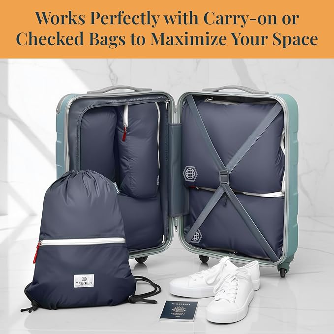 Extra Large Compression Packing Cube 6 Piece Set for Travel and Check Luggage by TRIPPED Travel Gear - Image 2
