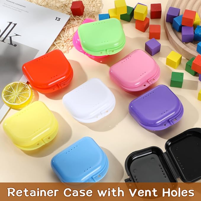 Nuenen 180 Pcs Retainer Case with Vent Holes Mouth Guard Container Case Dental Storage Container Multicolor Dental Retainer Box for Office Travel Household, 9 Colors (Fresh Color) - Image 7