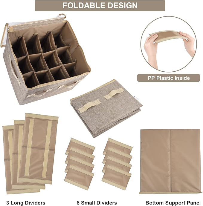 Moteph Shoe Organizer for Closet - Shoe Storage Organizer for Closet Organization with Clear Cover & Adjustable Dividers, Shoe Rack & Basket - (Light Brown, Small - 12 Pairs) - Image 4