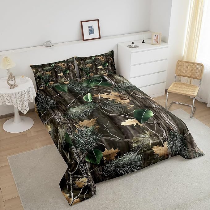Erosebridal Rustic Comforter Set Twin Size Natural Tree Bedding Set for Kids Boys Girls Wooland Branch Quilt All Season Countryside Botanical Leaves Duvet Insert with 1 Pillowcase Soft - Image 4