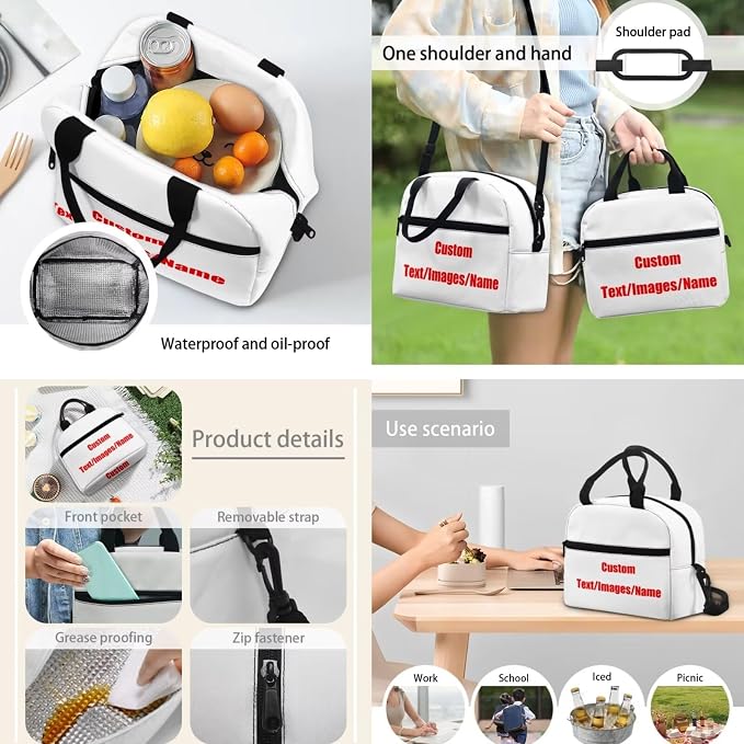 Custom Backpack Bookbag with Lunch Box Pencil Case Set 3 Pieces Set Personalized Design Backpack Daypack Satchel Add Your Image Text - Image 3