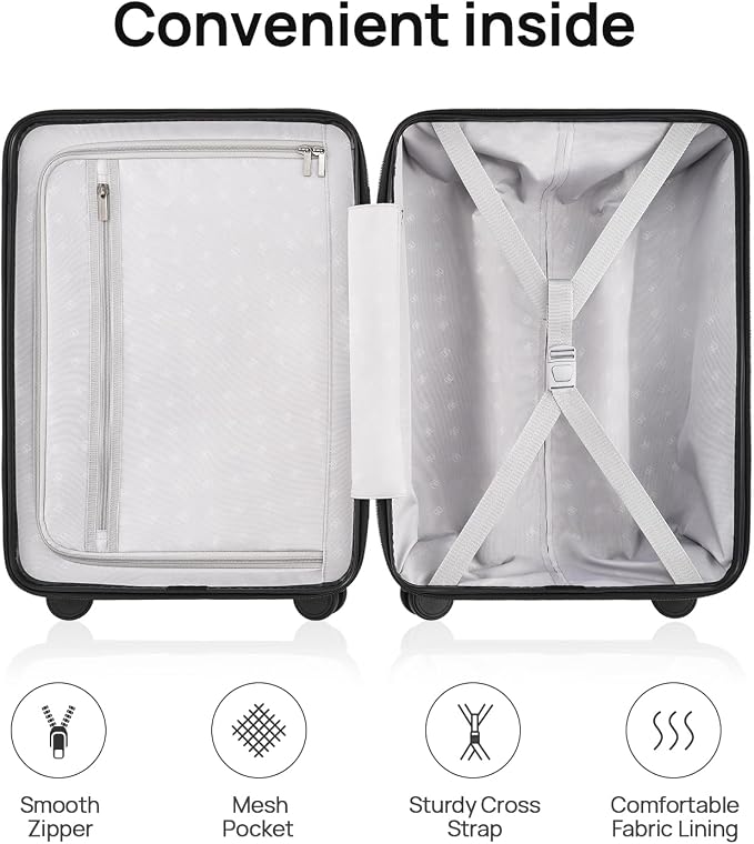 NINETYGO Medium Checked Luggage 24 Inch, Checking In Luggage with Smooth Spinner Wheels, Lightweight, Hard Shell PC Suitcase, Lightweight Travel Luggage, TSA Approved (Shadow, Rhine Basic) - Image 9